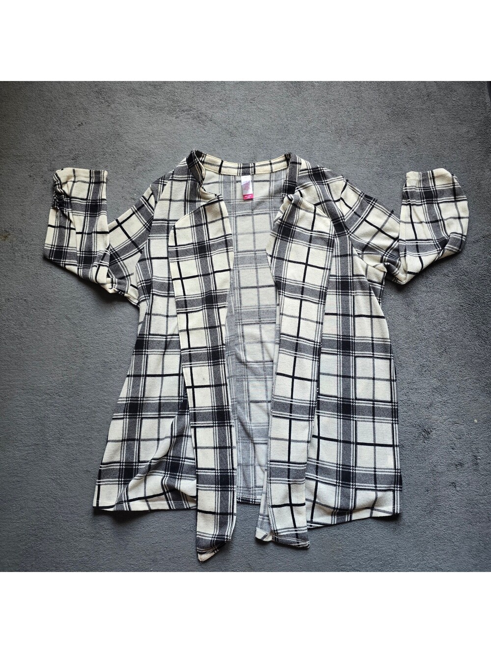 No Boundaries Women’s XXL (19) Plaid Open Front Cardigan Lightweight Knit